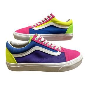 Vans Old Skool Color Block Multi-Color Neon Sole Sneakers Women’s 9 Men’s 7.5